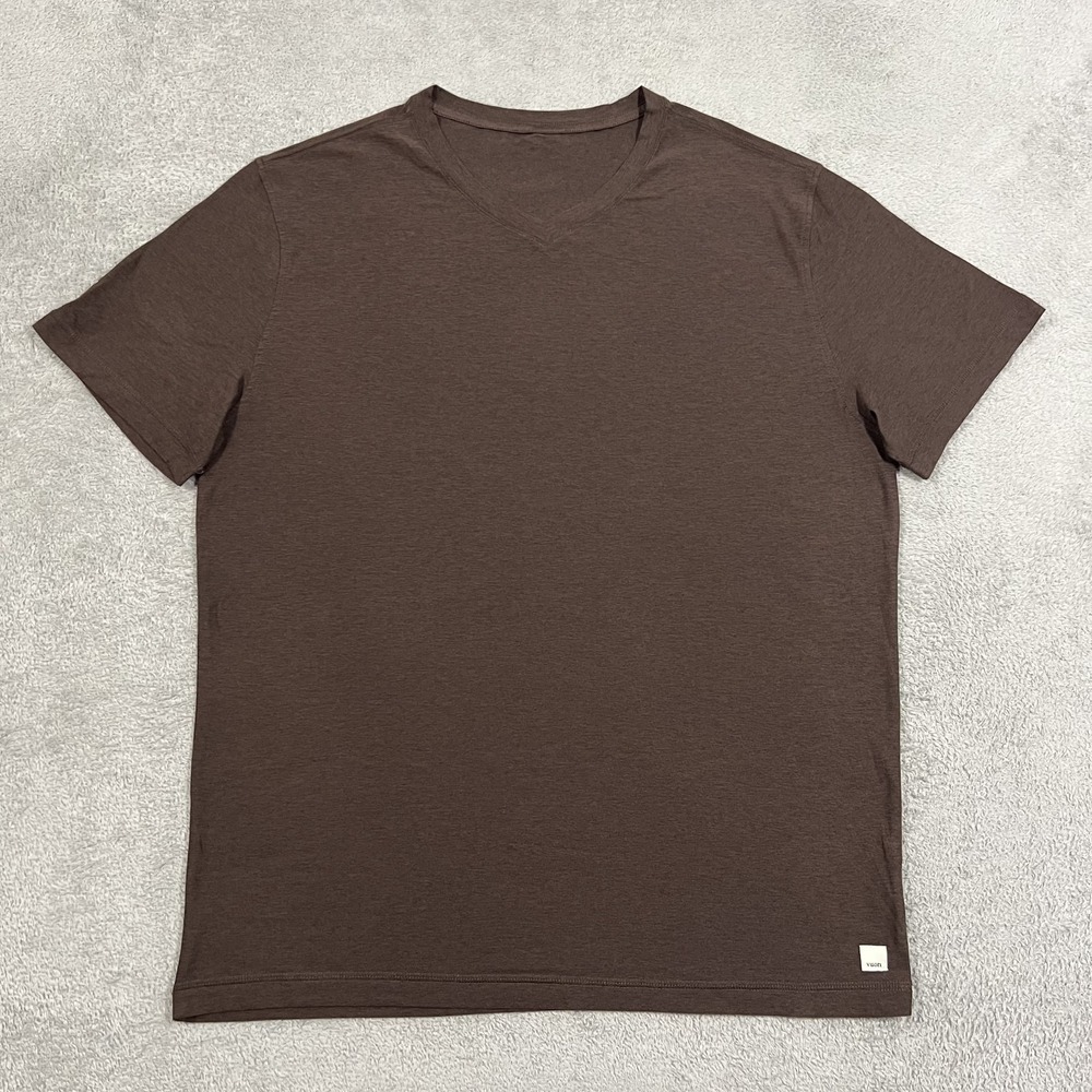 Vuori Strato Tech V-Neck Tee Shirt Mens XL Brown V1032